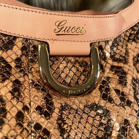 ๐ Gucci PYTHON ๐ EUC pink/tan/brown large bag with silver hardware. STUNNING. - Picture 2 of 16